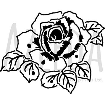 355x355 Azeeda 'romantic Rose' Wall Stencil Template