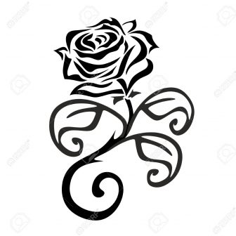 336x336 Black And White Flowers Simple Rose Drawing Free Border Line