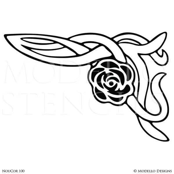 600x599 Corner Stencils For Custom Painted Floor, Walls, Ceiling Modello