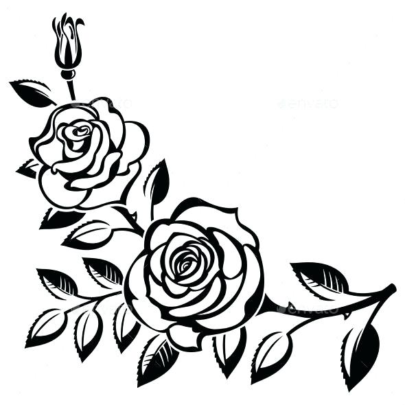 590x590 Rose Line Drawing Clip Art Roses Black And White Architectures