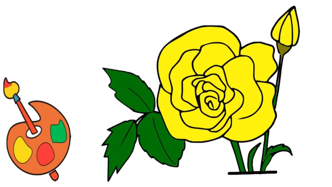 1280x720 Flower Coloring Pages For Kids, Rose Flower Drawing And Coloring