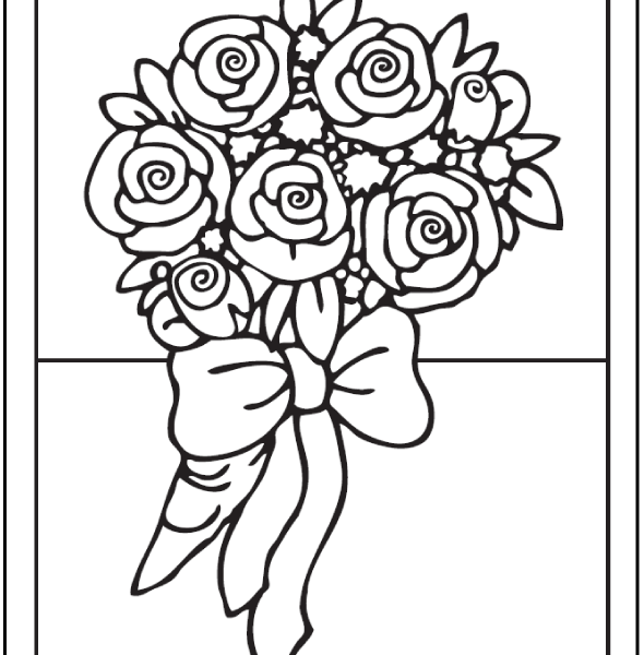 590x600 Rose Flower To Color Rose Flower Line Drawing
