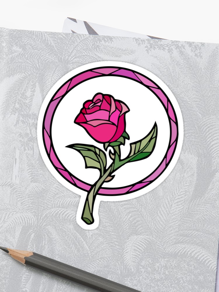 750x1000 Stained Glass Rose Beauty And The Beast Sticker