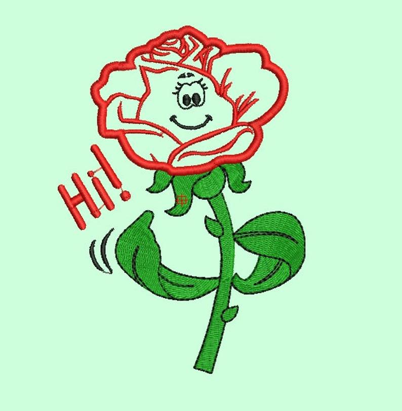 794x811 Machine Embroidery Design Red Rose Applique For Girl Funny Etsy