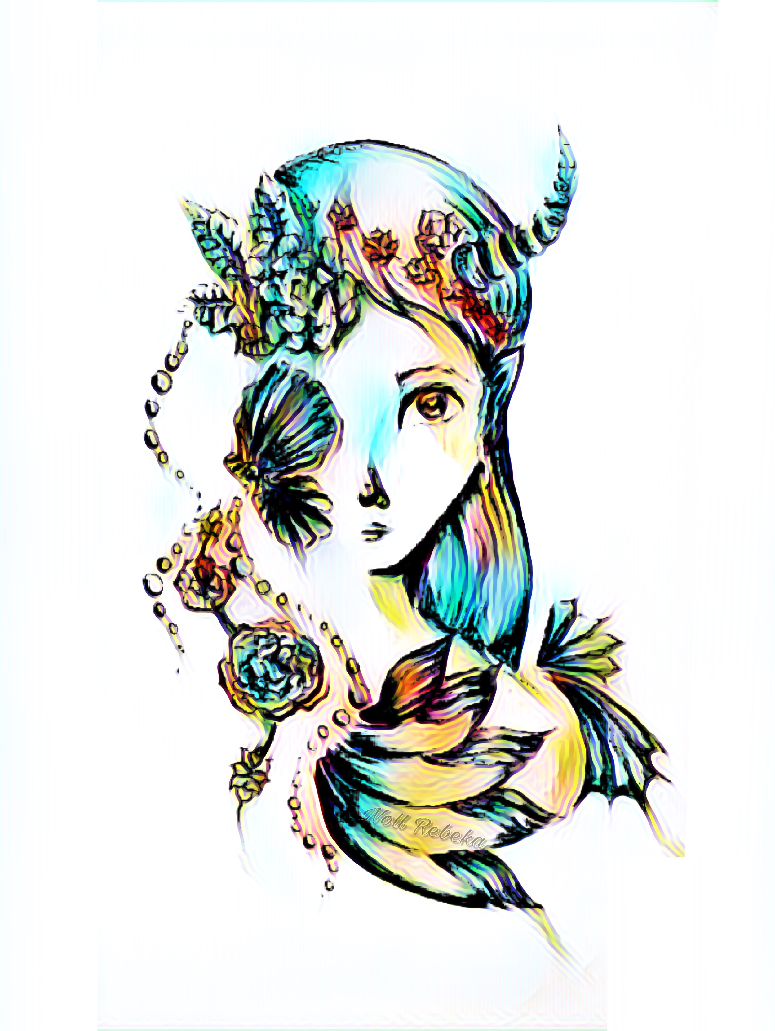 2500x3324 Girl Effect Colorful Drawing Mydrawing Mermaid Shell