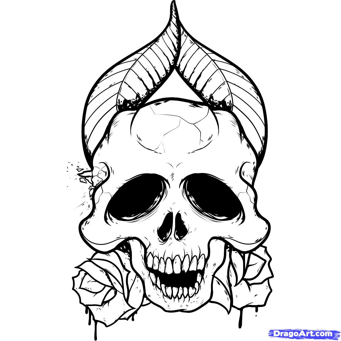 1112x1112 How To Draw Skulls And Roses, Skulls And Roses, Step