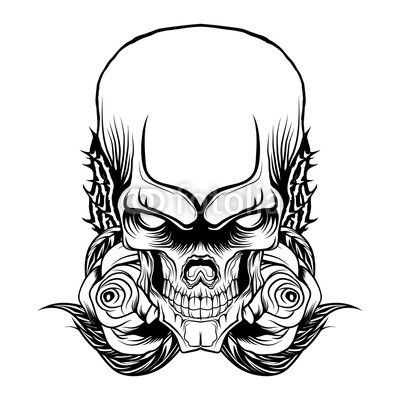 400x400 Skull Head In Rose Floral Vector Illustration Buy Photos Ap