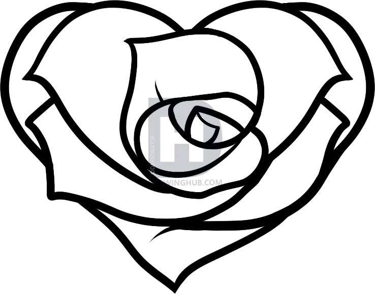 738x580 How To Draw A Heart Rose, Rose Heart, Step