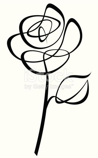 327x524 Two Credits Line Art Drawing Of A Rose The Leaf Is A Separate