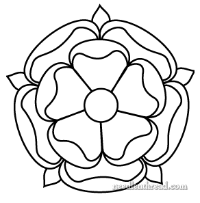 292x297 free hand embroidery pattern tudor style rose