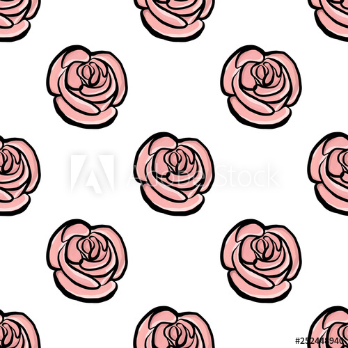 500x500 Rose Flower Seamless Pattern Pink Roses On White Background