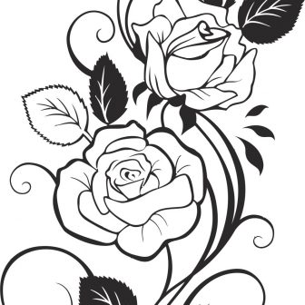 336x336 Black And White Rose Pencil Drawing Vector Free Flowers Line