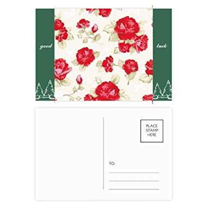 425x425 Rose Red Drawing Art Plant Good Luck Postcard Set