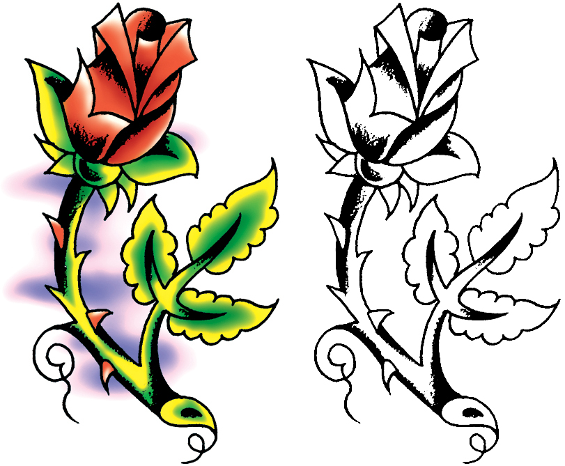 811x669 Classic Rose Tattoo Designs