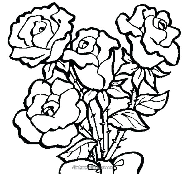 600x558 Rose Coloring Page