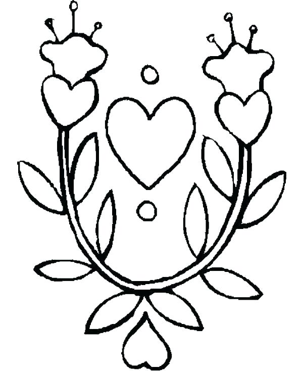 600x734 Coloring Pages Hearts And Roses Heart And Roses Coloring Pages