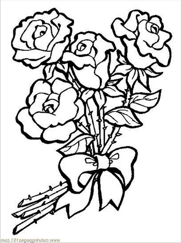 600x807 Roses And Ribbon Flower Coloring