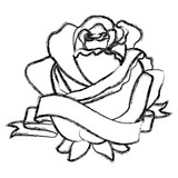 160x160 Red Rose Flower Ribbon Decoration Delicate Vector Illustration