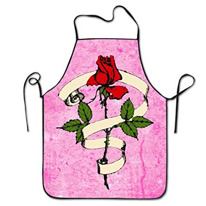 425x425 New Apron Red Rose Flower Ribbon Canvas Professional