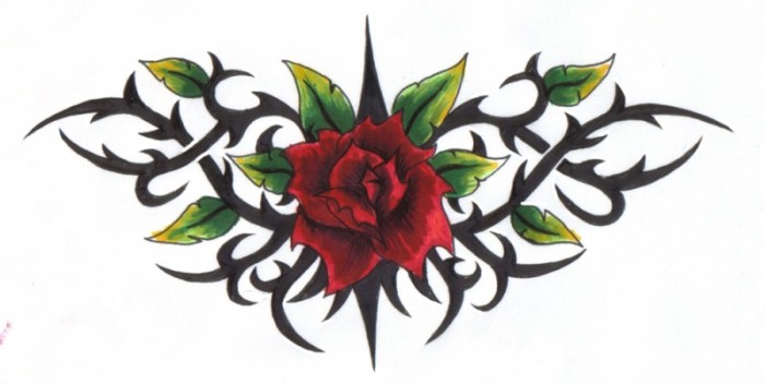700x352 Rose And Thorns Tattoo Drawings
