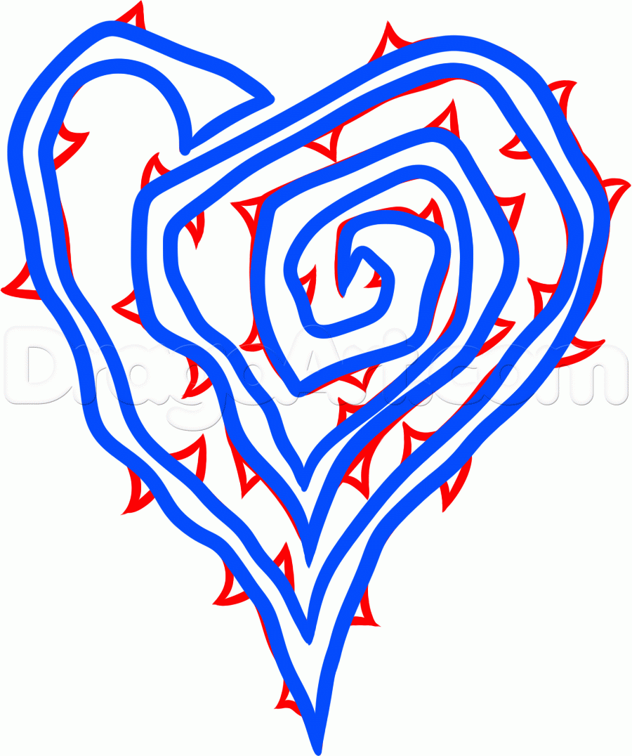 900x1076 Step How To Draw A Thorn Heart