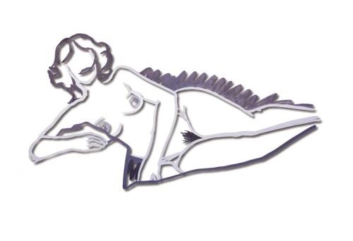 500x342 Steel Drawing, Rosemary Lying On One Elbow