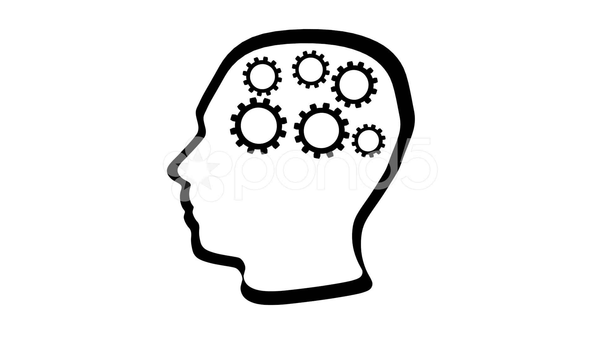 1920x1080 Gears Rotate Inside Human Head Brain Idea Seamless Fullhd