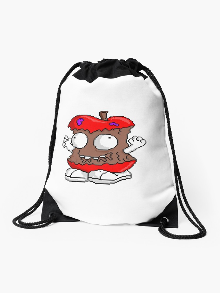 750x1000 Trash Pack Character Rotten Apple Pixel Art Drawstring Bag