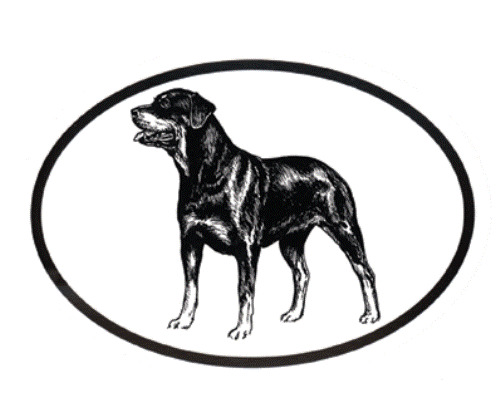 500x397 Dog Breed Oval Vinyl Car Decal Black White Sticker