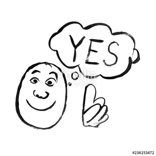 500x500 Black Brush And Ink Artistic Rough Hand Drawing Of Happy Smiling