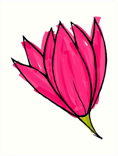 413x549 Pink Flower Rough Drawing With Marker Art Prints