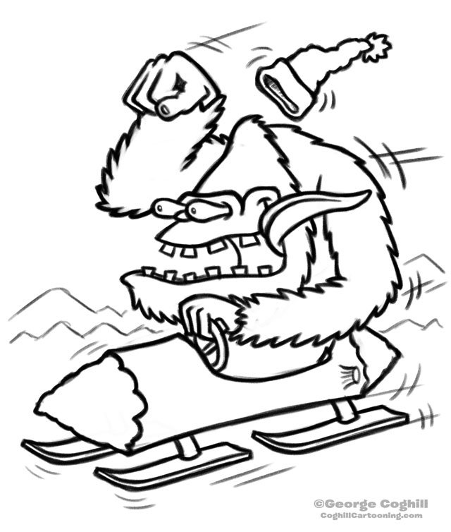 640x754 Yeti Bobsled Cartoon Rough Sketch Coghill Cartooning Cartoon