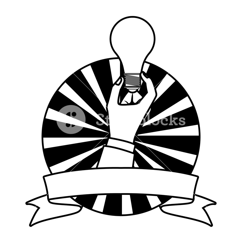 1000x1000 Light Bulb Icon With Arm And Round Icon Drawing In White