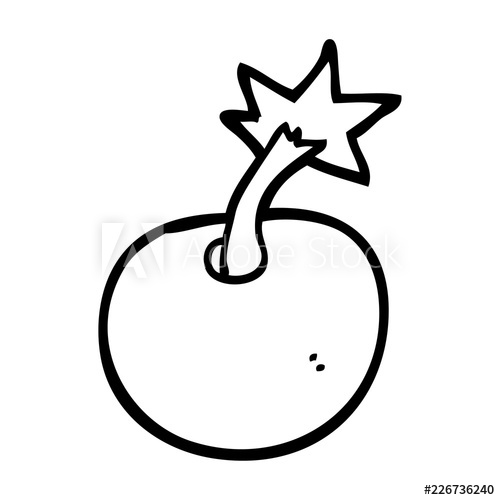 500x500 Round Line Drawing Cartoon Bomb