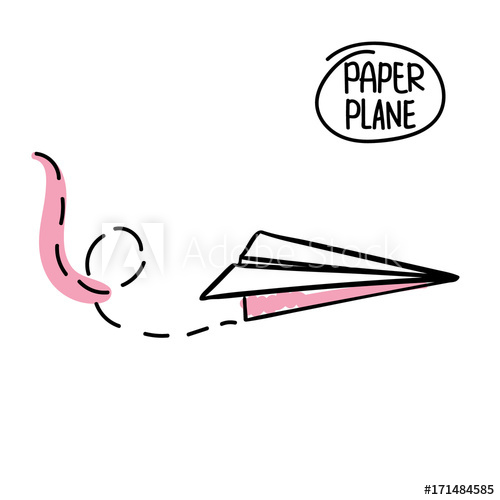 500x500 Vector Paper Airplane Travel, Route Symbol Vector Illustration