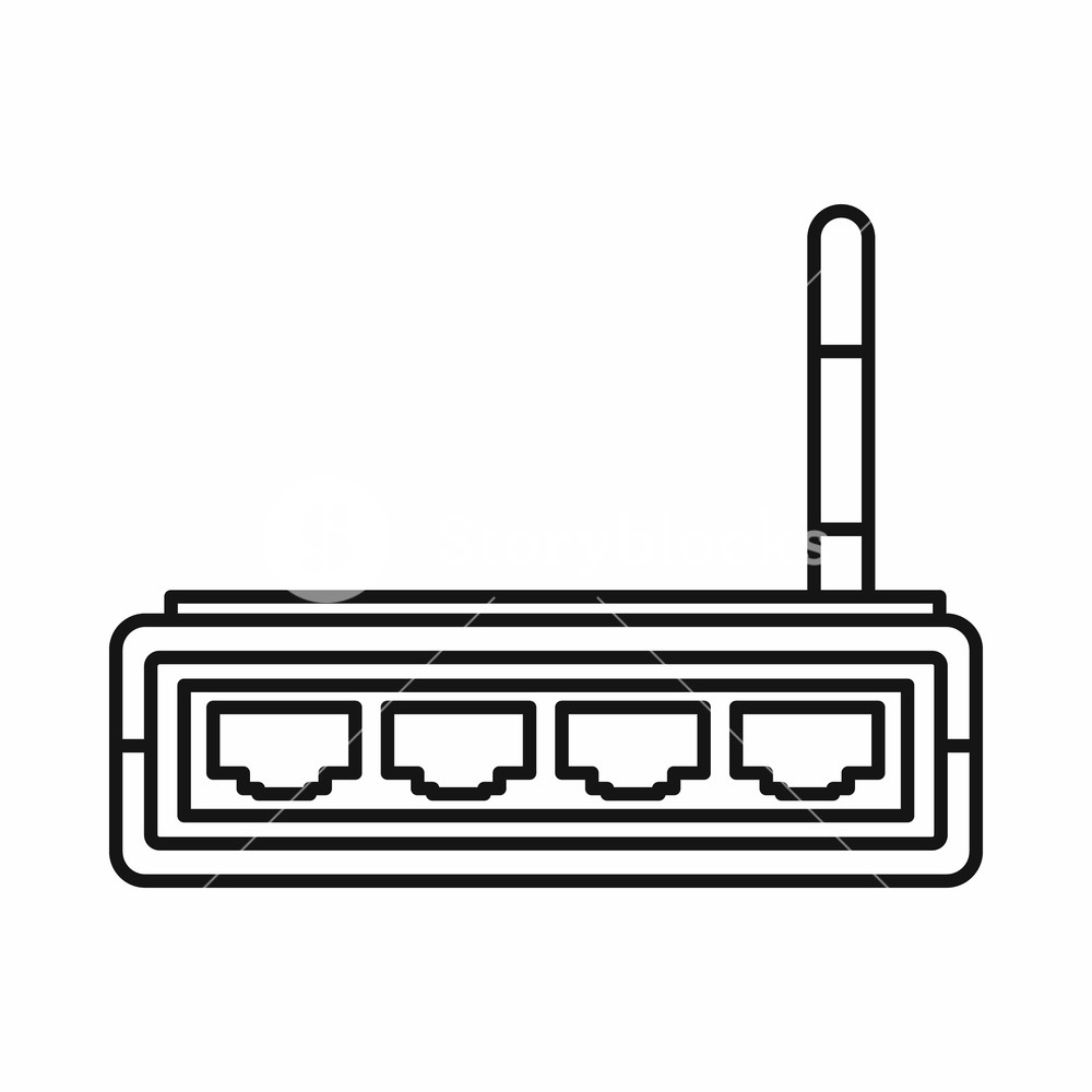 1000x1000 Router Icon In Outline Style Isolated On White Background Royalty