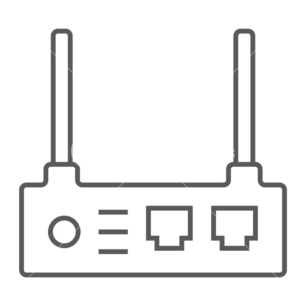 1000x1000 router thin line icon, internet and connection, wifi sign, vector