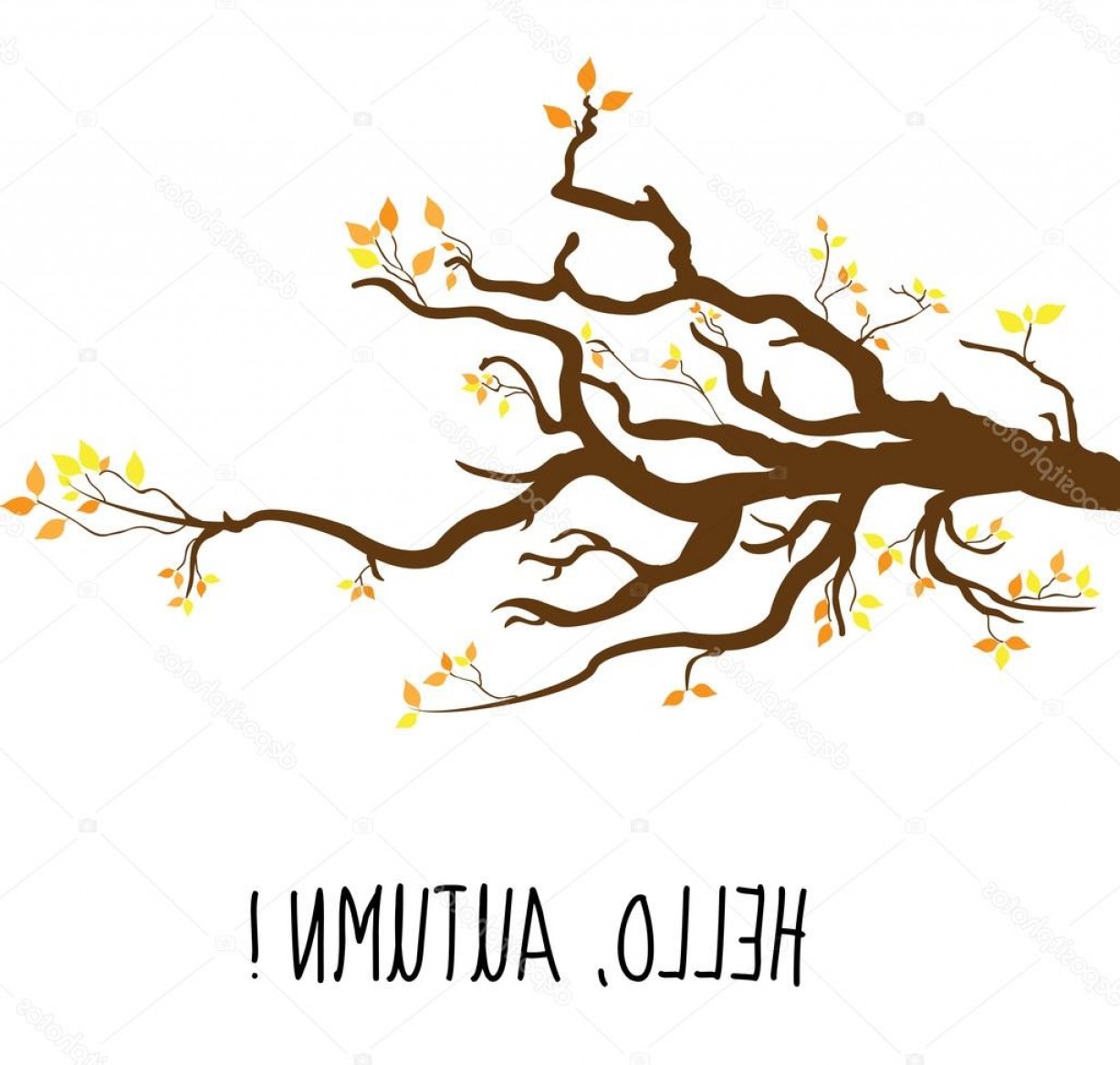 1227x1167 Stock Illustration Hello Autumn Branch A Tree Soidergi