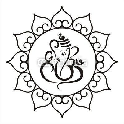 400x400 Vector Ganesha, Hindu Wedding Card, Royal Rajasthan, India Inky