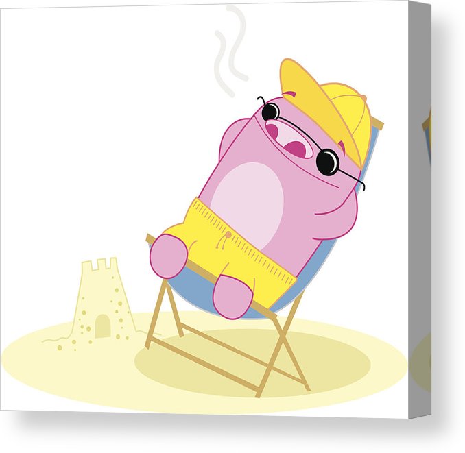 678x661 Sunbathing Pig Canvas Print Canvas Art