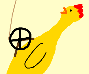 300x250 rubber chicken with pulley in the middle