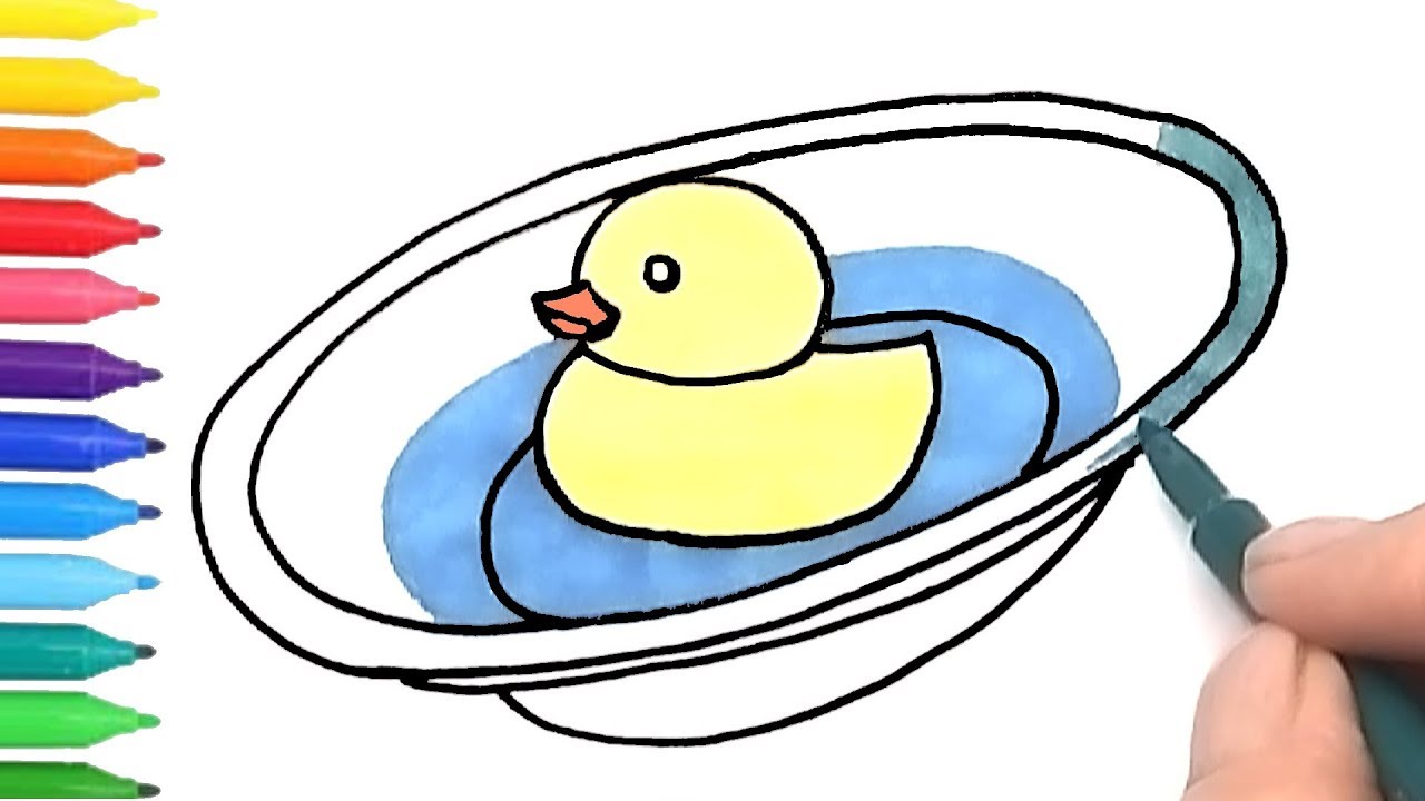 1280x720 How To Draw Rubber Duck In Bath Art Colours For Baby Drawing