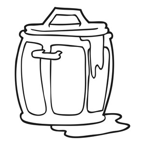 300x300 Freehand Drawn Black And White Cartoon Dirty Garbage Can Royalty