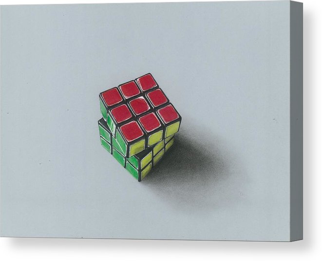 661x535 realistic drawing of rubik's cube canvas print canvas art