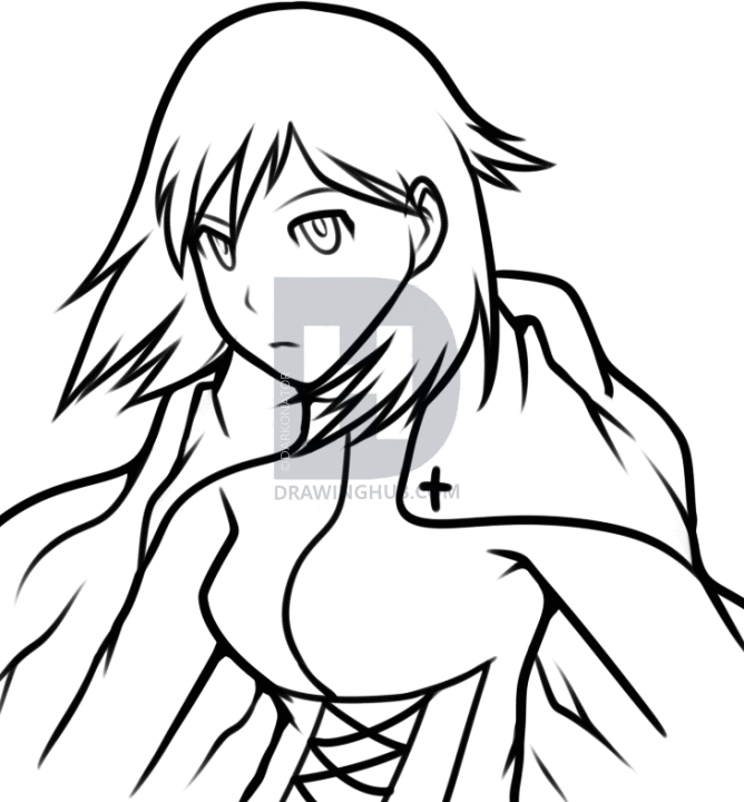 668x720 How To Draw Ruby Rose From Rwby, Step