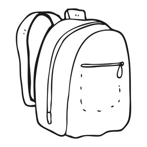 300x300 freehand drawn black and white cartoon rucksack royalty free stock