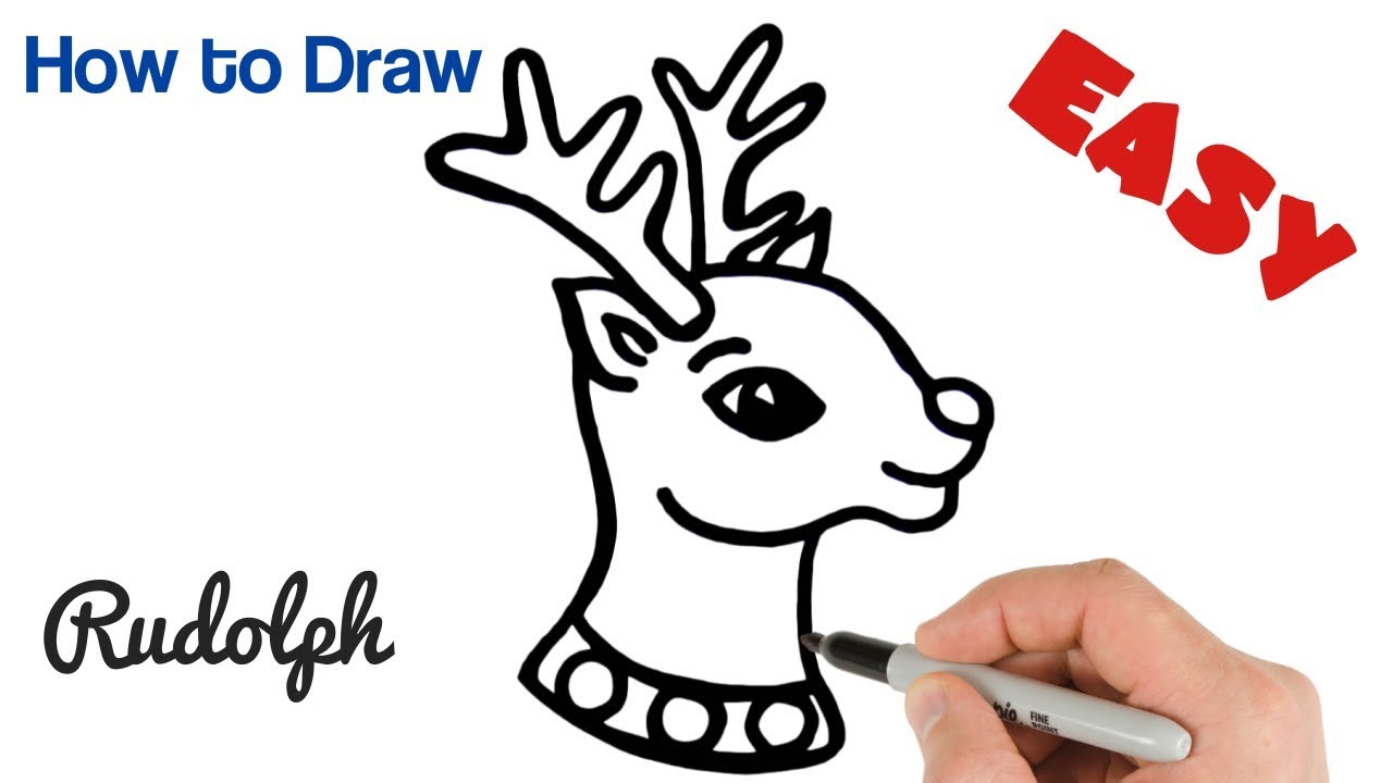 1280x720 How To Draw Rudolph Santa's Reindeer Cute Christmas Drawings