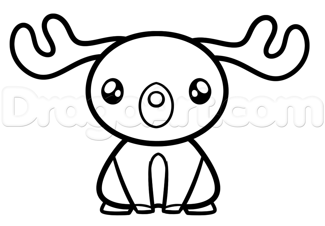 1121x779 How To Draw Kawaii Rudolph, Step