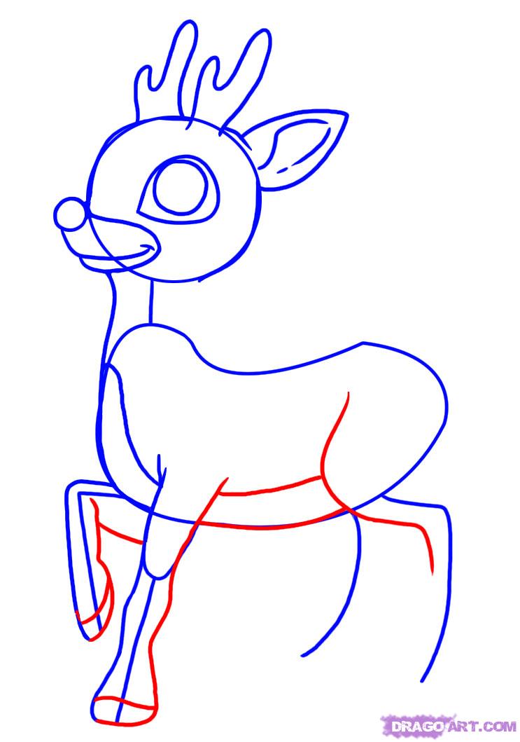 743x1059 Draw Rudolph The Red Nosed Reindeer, Step