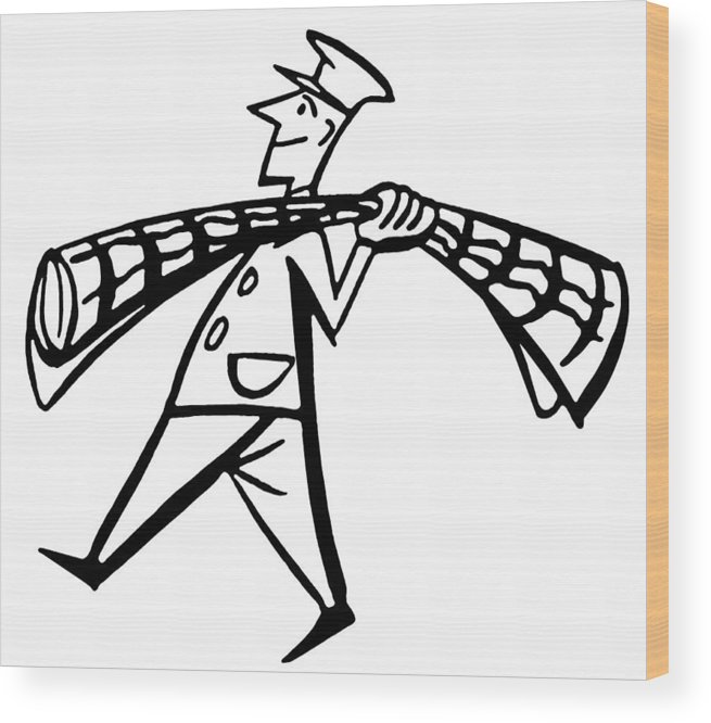 655x666 Man With Carpet Wood Print